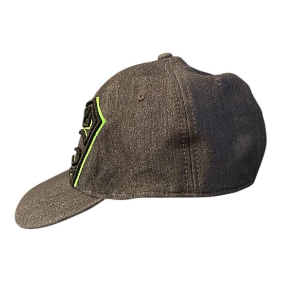 Superman S Logo Patch Ball Cap DC Comics Gray Hat Black Neon Green Symbol OSFM - Picture 3 of 6